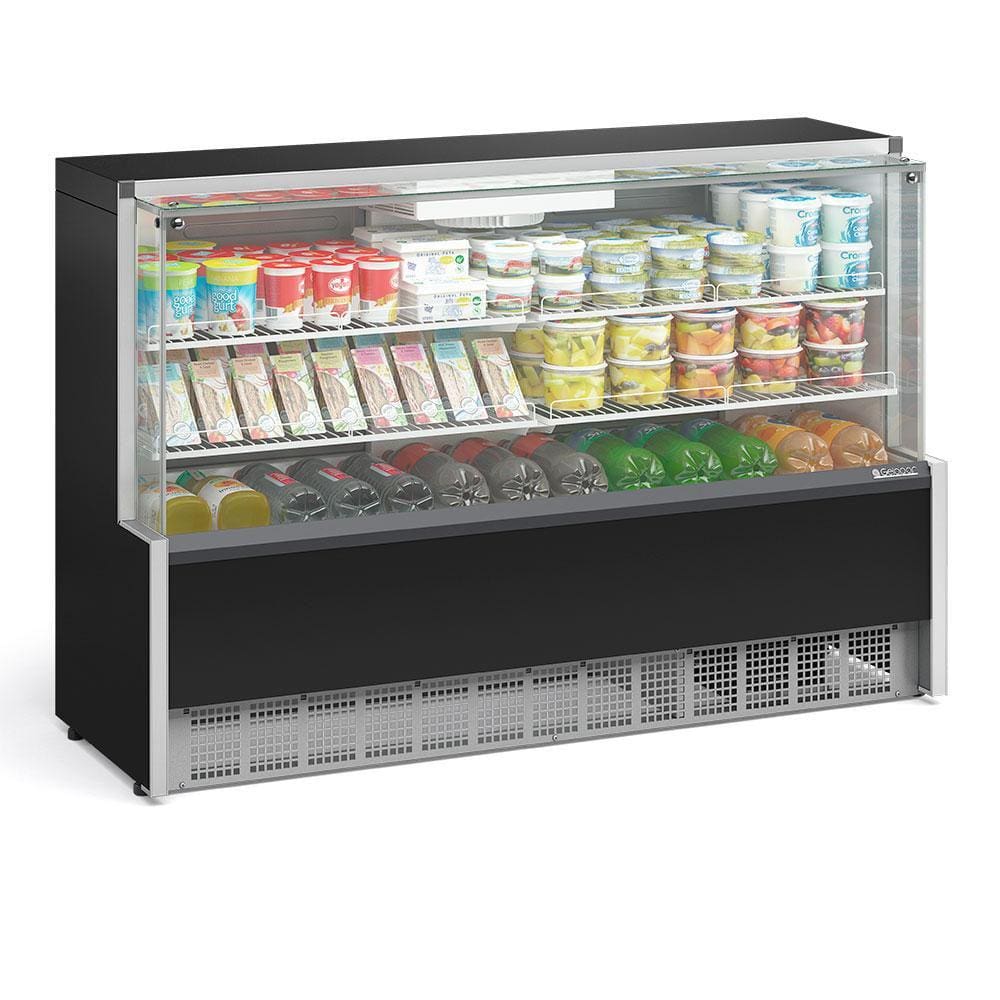 Balcão Refrigerada Aurora Ar Forçado Gpfa175r Preto Vidro Reto 220V Gelopar