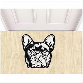 Tapete Vinil Rosto Do Cachorro Bulldog Antiderrapante.