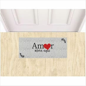 Tapete Emborrachado Amor Mora Aqui 70X30 cm Varias Cores.
