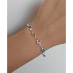 Pulseira Bracelete Feminino Adulto e Infantil Com Pedras Cristais Ponto de Luz Tiffany Cristal Folheado a Prata Moda