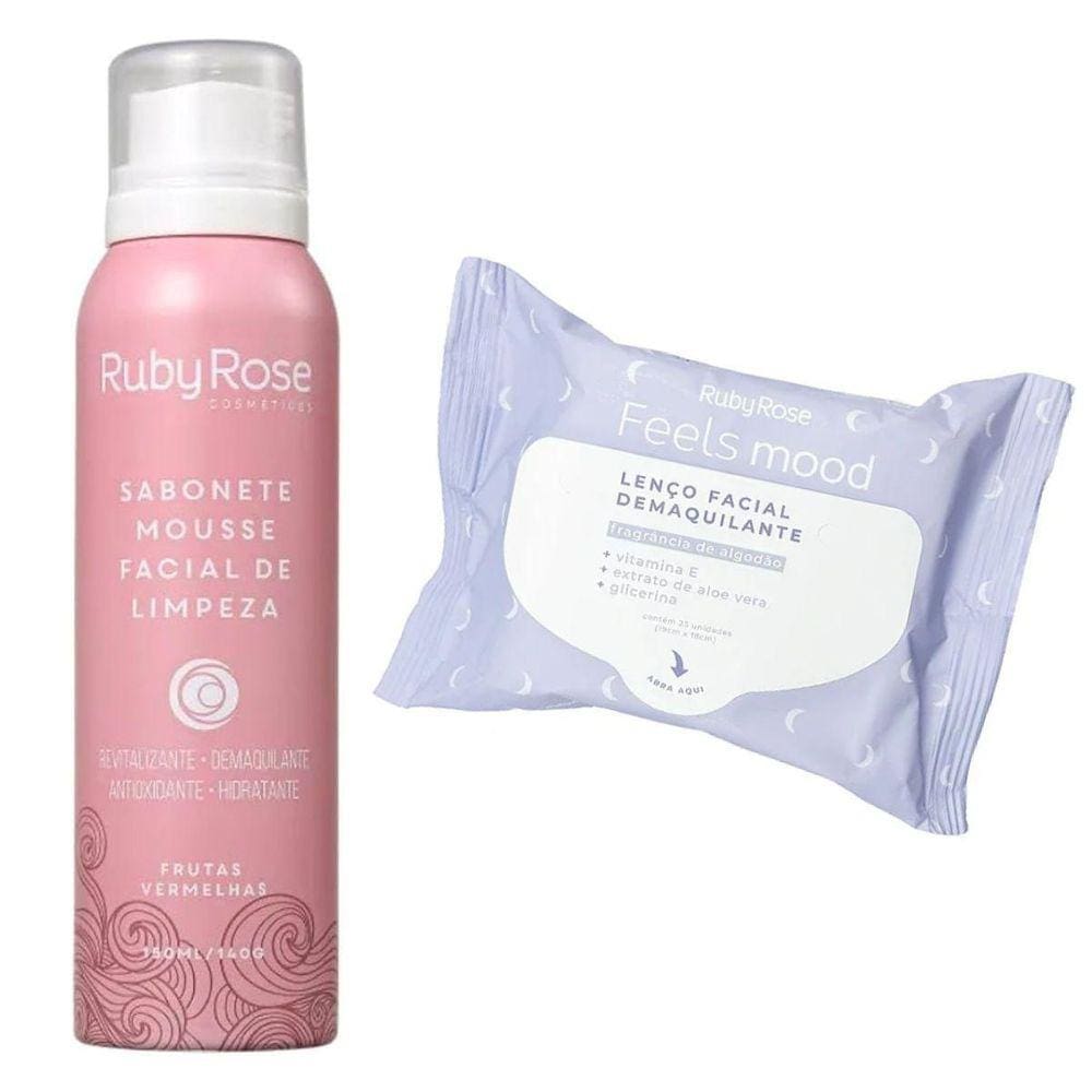 Kit Facial Demaquilante Lenço E Sabonete Mousse Ruby Rose