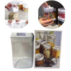 Pote Hermético Quadrado Acrílico 800Ml Alimentos Tampa Trava