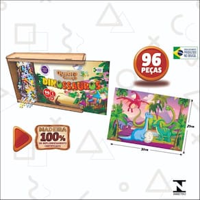 Quebra Cebeça Dinossauro Mdf 96 Peças - Paper Toy