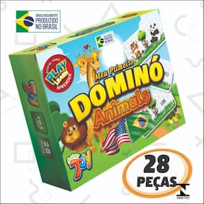 Meu Primeiro Dominó Animal Inglês 28 Peças MDF - Paper Toy