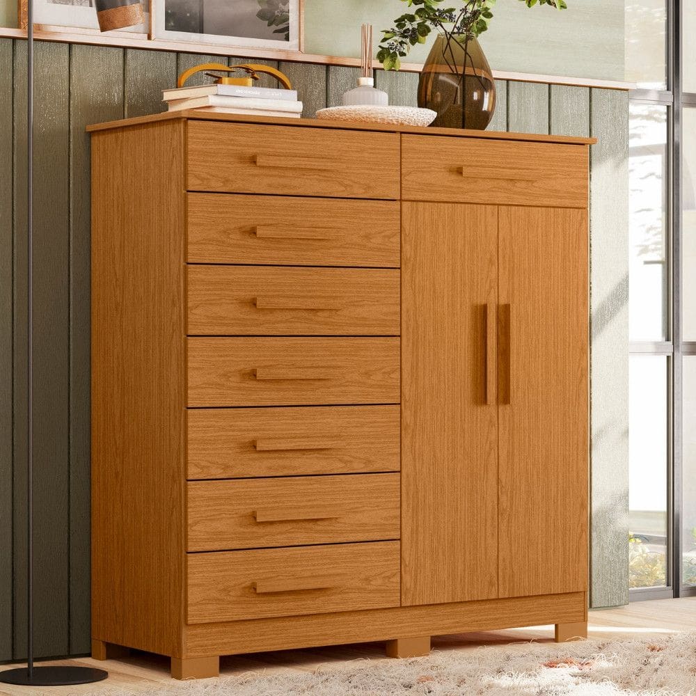 Cômoda 2 Portas 8 Gavetas Verona Albatroz