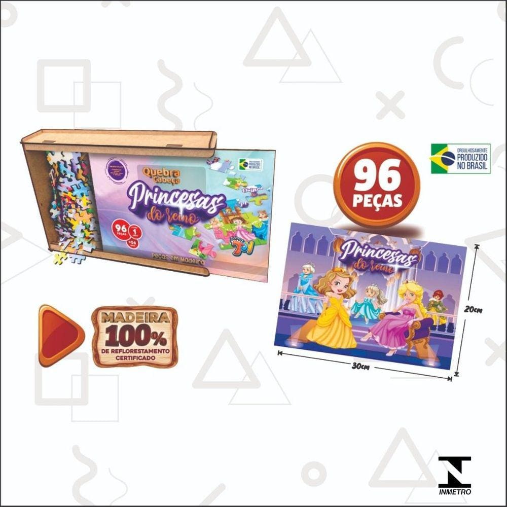 Quebra Cabeça Princesas do Reino MDF 96 Peças - Paper Toy