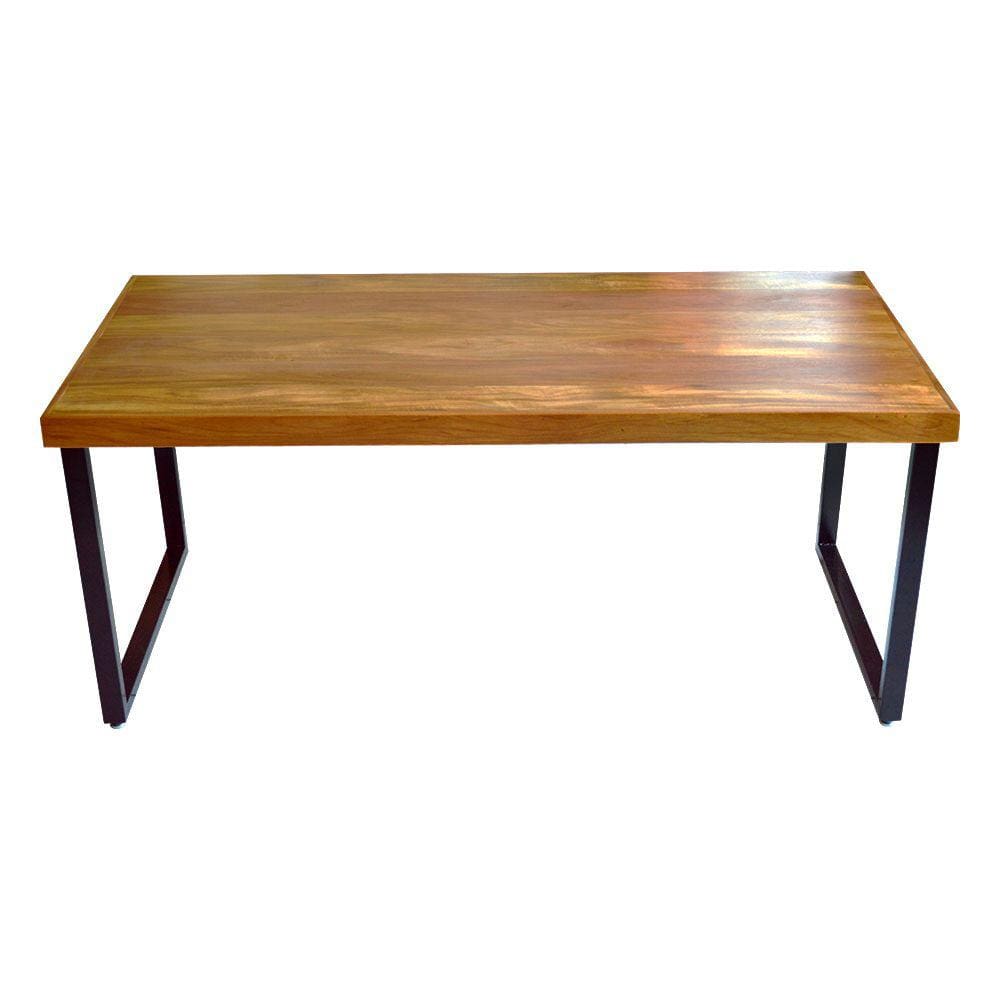 Mesa Industrial Eco Bernardo Madeira Maciça com Ferragem Preta 2,00m