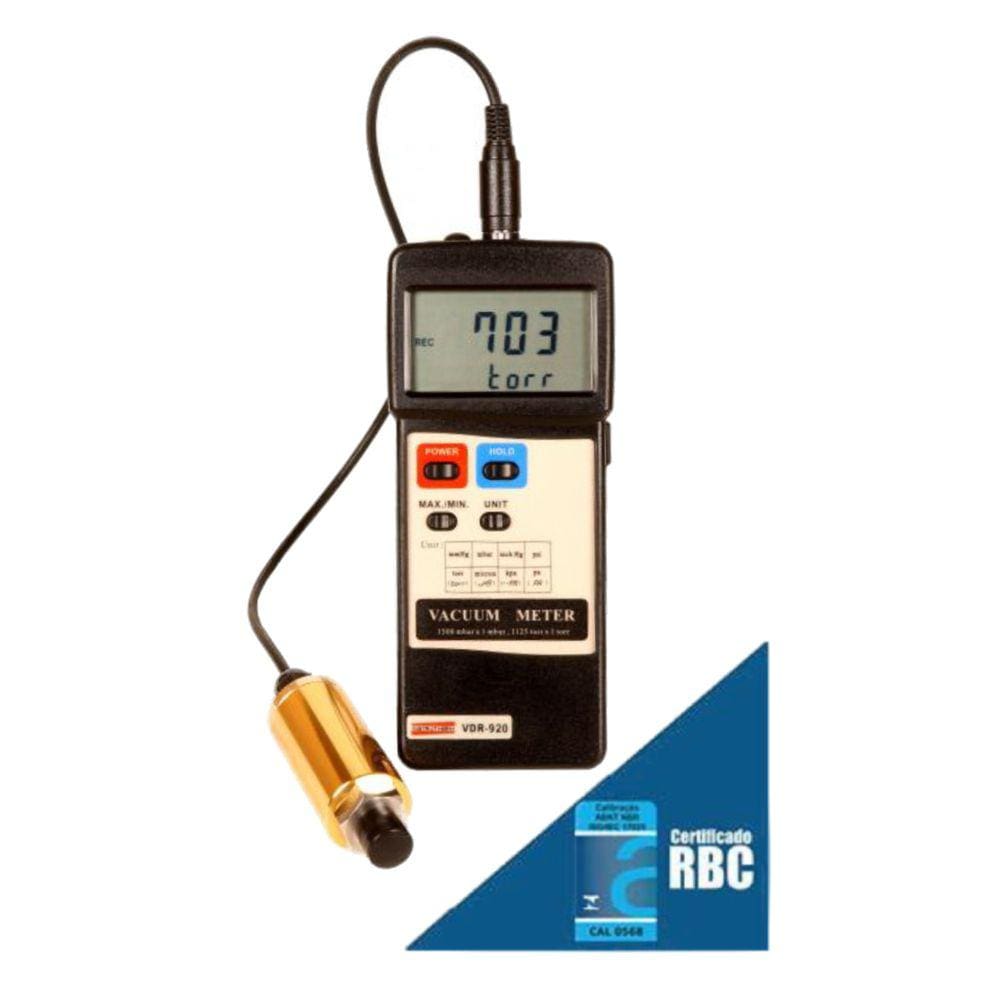 Vacuômetro Digital Medição Absoluta Vácuo Pressão Hold Sensor Rs-232 Vdr-920 Portátil Instrutherm Estojo Certificado Rbc