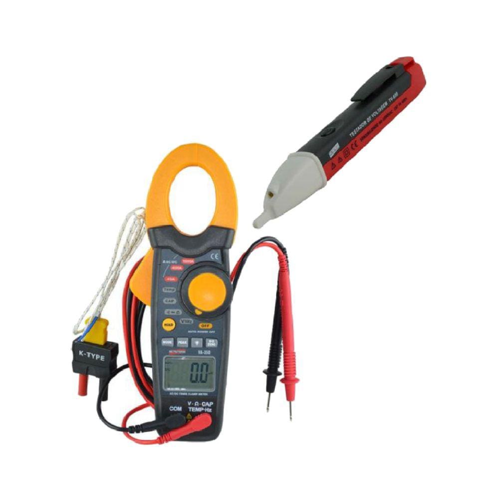 Kit Alicate Volt Amperímetro Digital Va-350 Corrente True Rms Capacitância Detector Tensão Tv-600 Portátil Instrutherm