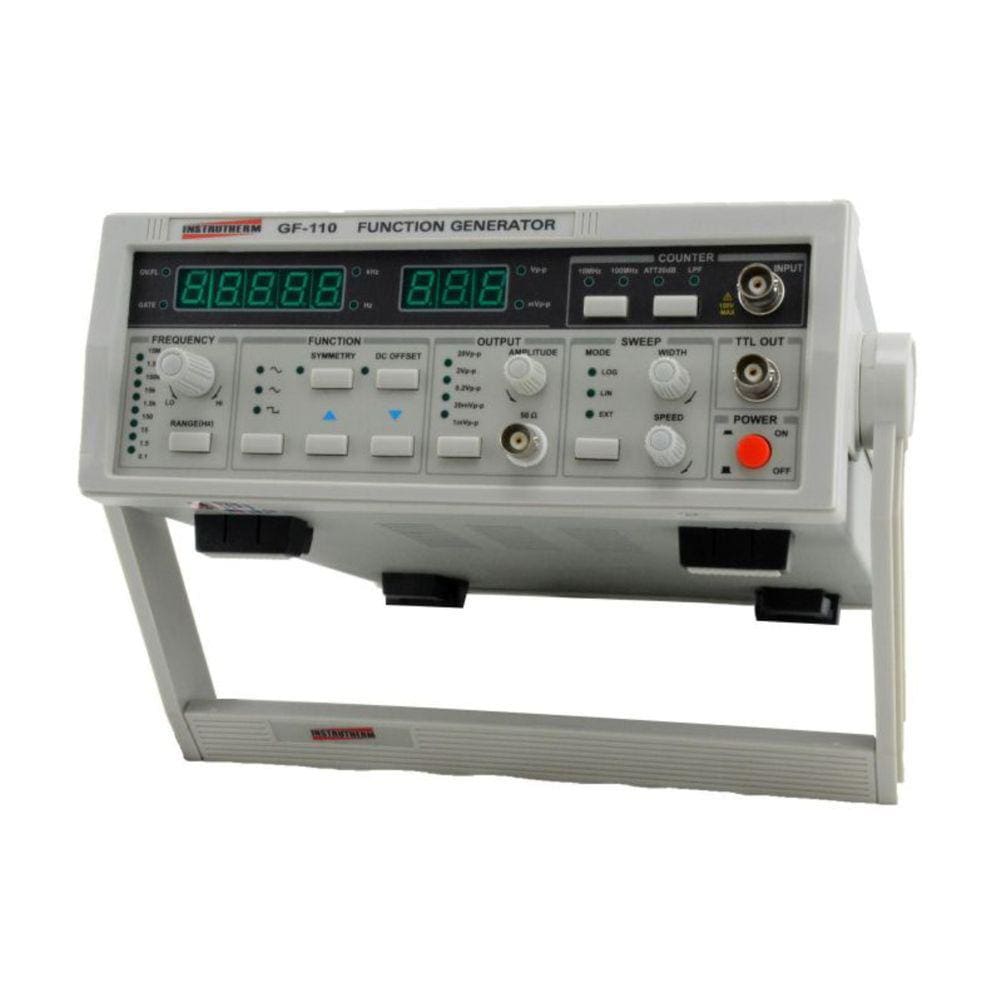 Gerador Funções Digital Faixa 0,1Hz A 15Mhz Onda Senoidal Quadrada Triangular 8 Escalas Gf-110 Instrutherm Certificado