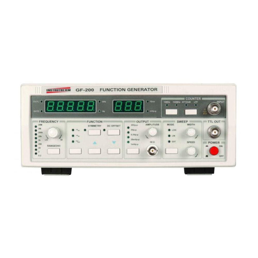 Gerador Funções Digital Faixa 2Hz A 20Mhz 8 Escalas Onda Senoidal Quadrada Triangular Gf-200 Instrutherm Com Certificado