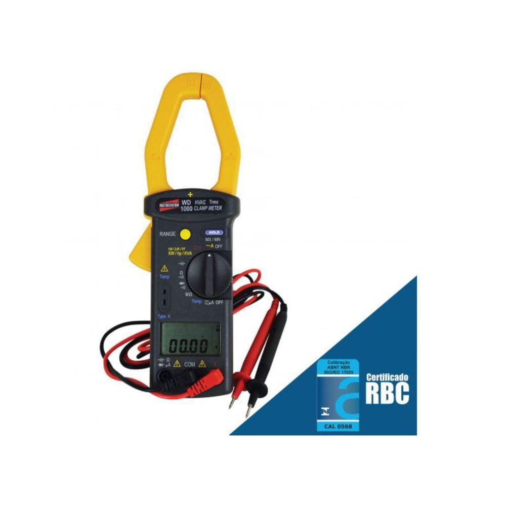 Alicate Wattímetro Digital Tensão Corrente Diodo Resistência Capacitância Hold Wd-1000 Portátil Instrutherm Certificado