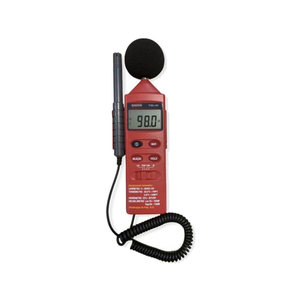 Termo Higrômetro Digital Sonômetro Luxímetro Temperatura Umidade Hold Thdl-400 Portátil Instrutherm Estojo Certificado