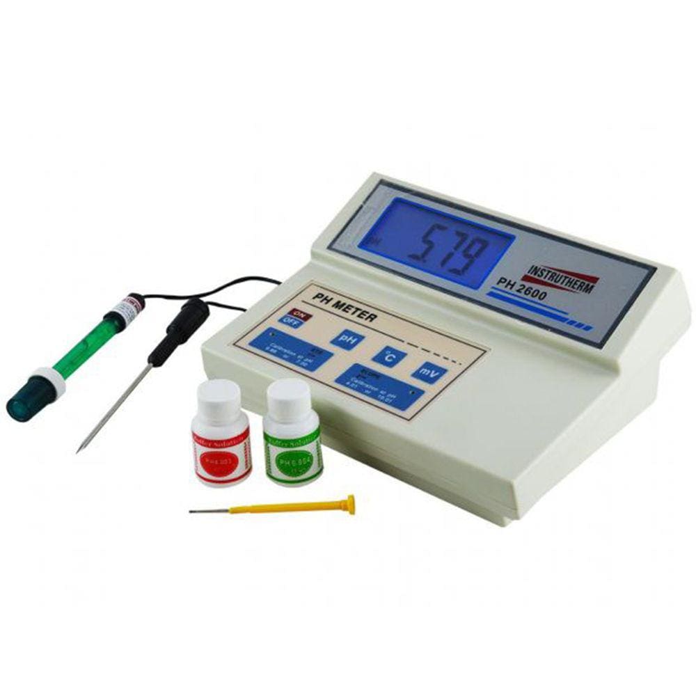 Medidor Ph Digital Faixa 0,00 A 14,00 Mv Orp Temperatura Usb Solução Calibração Ph-2600 Portátil Instrutherm Certificado