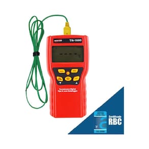 Termômetro Digital Sensor Tipo K Superfícies Datalogger Manual Hold Máx Mín Th-1600 Portátil Instrutherm Certificado Rbc