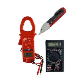Kit Alicate Volt Amperímetro Digital Va-910 Continuidade Diodo Multímetro Corrente Md-300 Detector Tensão Tv-600