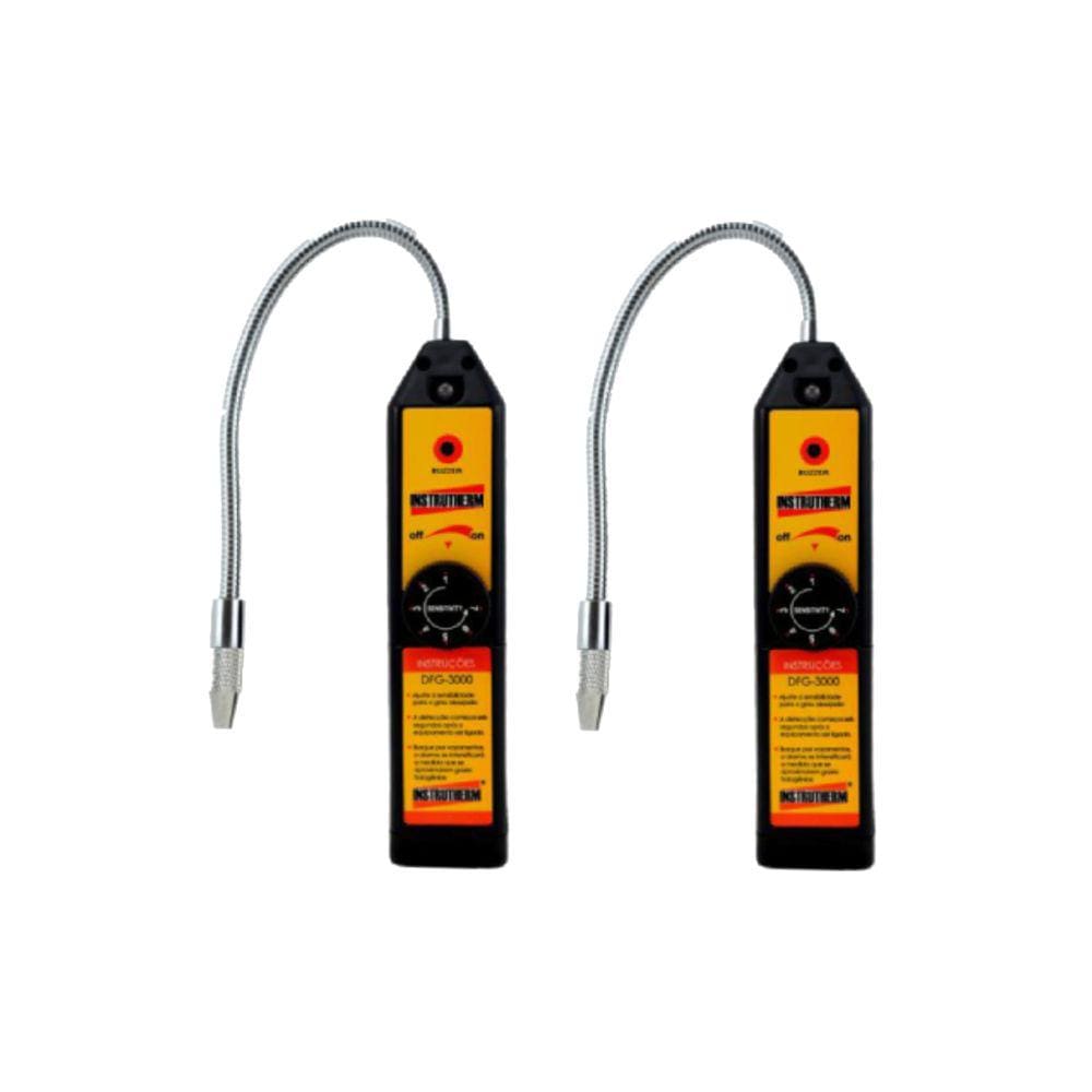Kit 2 Detector Fuga Gás Halogêneo Vazamento Sensor Alarme Visual Sonoro Dfg-3000 Portátil Instrutherm Com Maleta