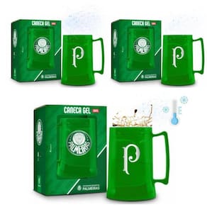 Kit 3 Canecas Copo Verde Gel 300Ml Térmica Chopp Cerveja