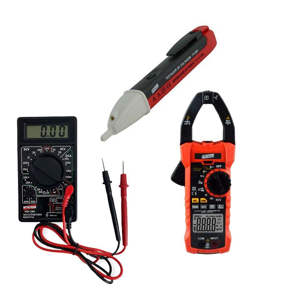 Kit Alicate Volt Amperímetro Corrente Detector Tensão Indicação Visual Portátil Multímetro Digital Hfe Diodo