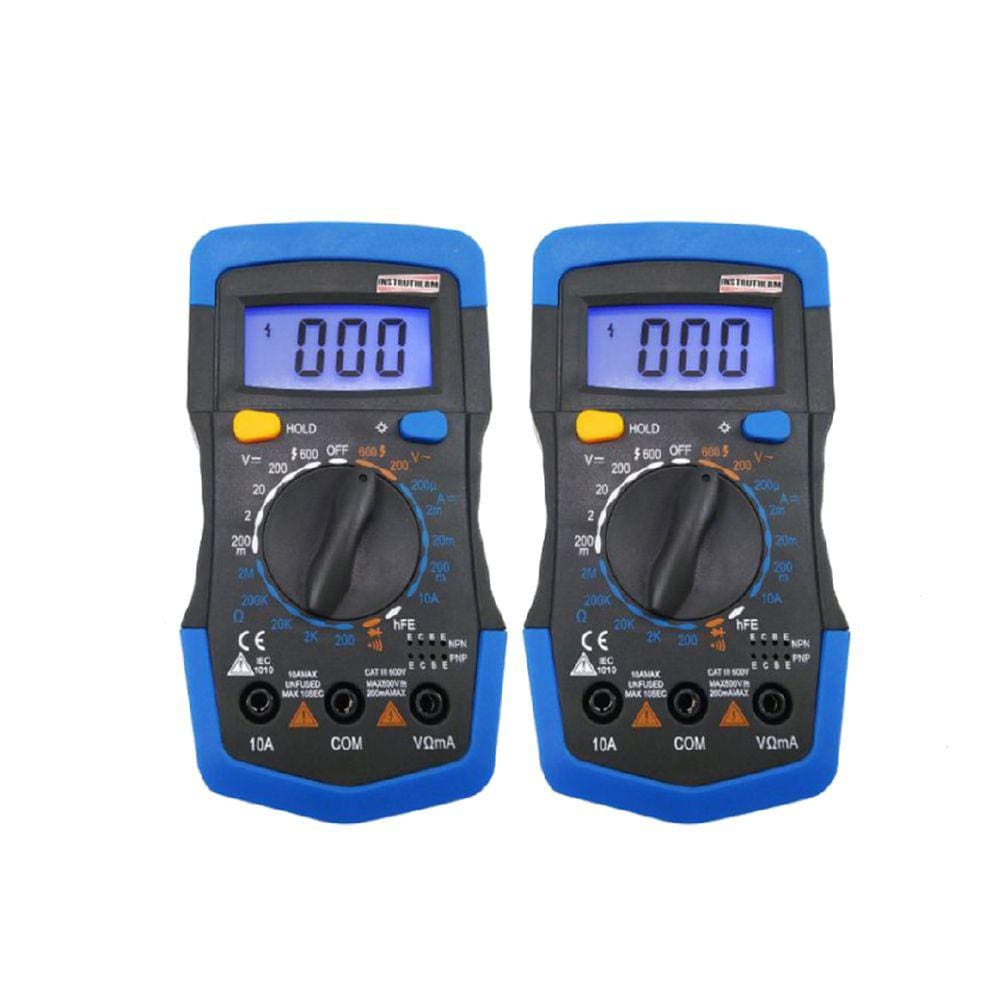 Kit 2 Multímetro Digital Tensão Resistência Corrente Continuidade Diodo Npn 1999 Contagens Md-740 Portátil Instrutherm