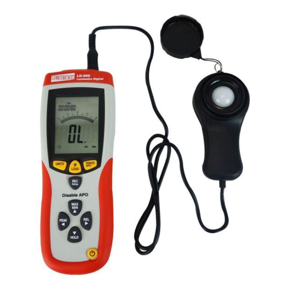Luxímetro Digital Luz Escala 0 A 400Klux Registro Dados Pico Hold Usb Software Ld-900 Portátil Instrutherm Certificado