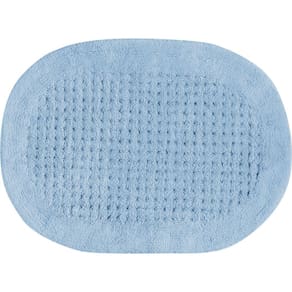 Tapete De Banheiro Algodão Oval Vizapi Dotz Vz3787 60X90Cm Azul