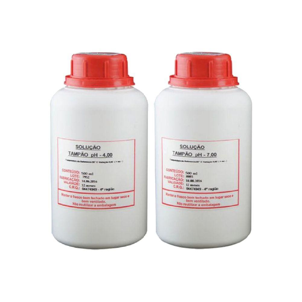 Kit 2 Solução Tampão Neutro 500Ml Ph 4 St-40 E Ph 7 St-70 Utilizada Medidor Ph Instrutherm
