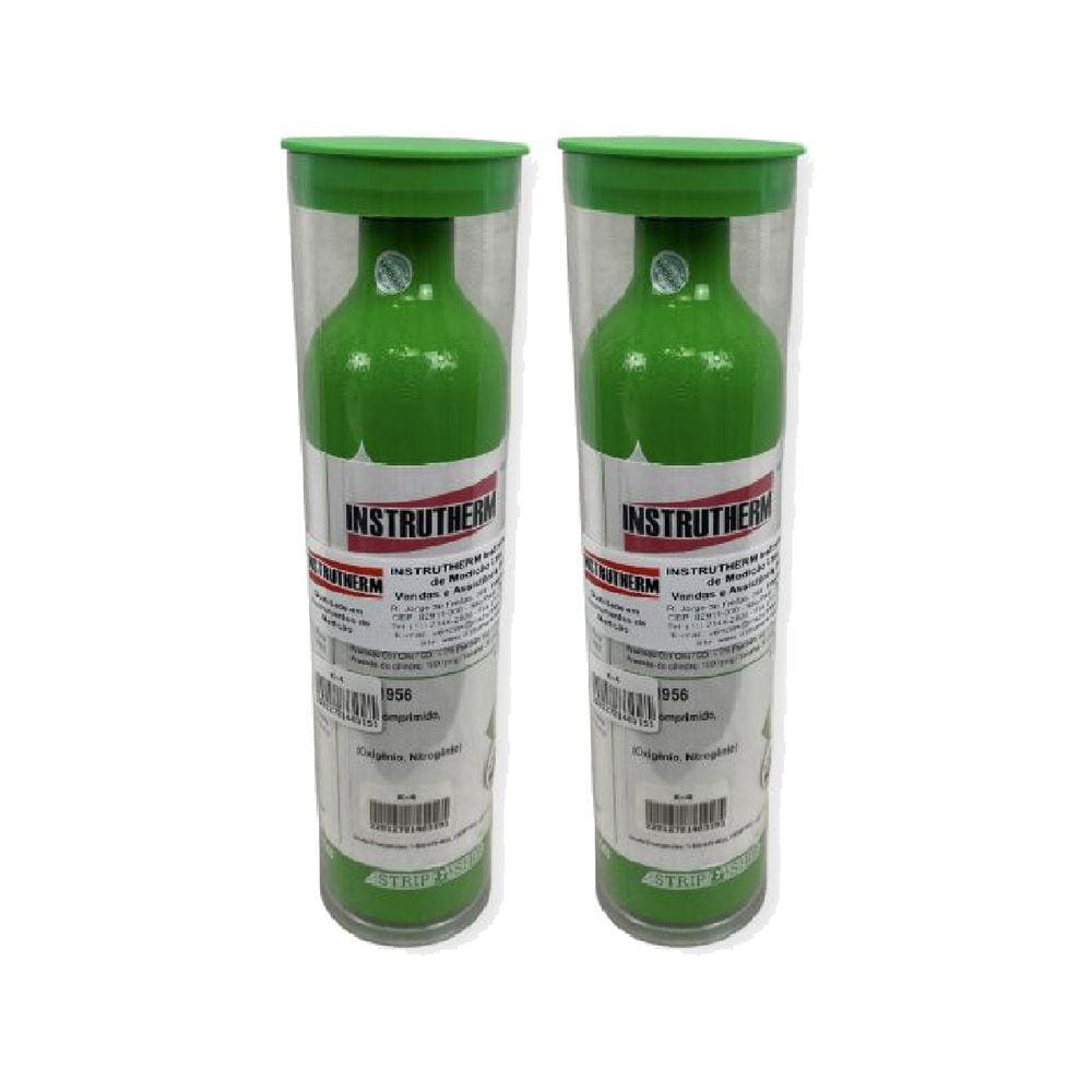 Kit 2 Cilindro Calibração 4 Gases Carbono Oxigênio Hidrogênio 34L Metano 2,5% Alumínio K-4 Instrutherm