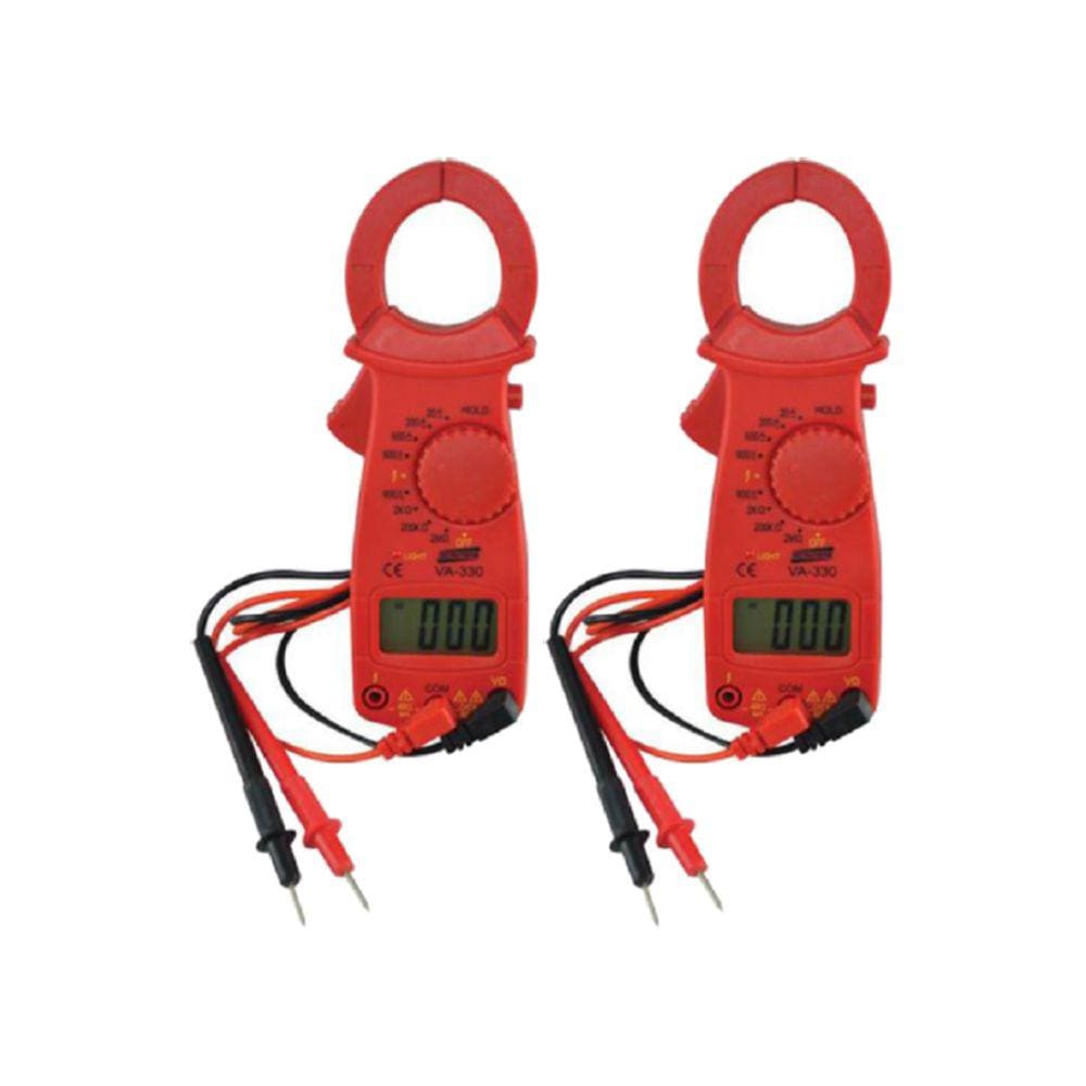 Kit 2 Alicate Volt Amperímetro Digital Corrente Tensão Resistência Hold Teste Fio Fase Garra Va-330 Portátil Instrutherm
