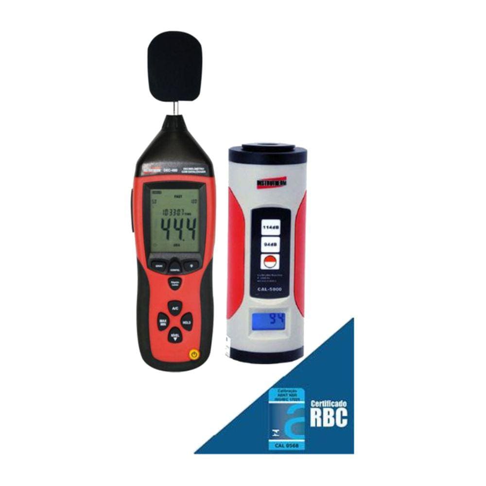 Kit Decibelímetro Digital 30 A 130Db Sonoro Datalogger Dec-490 Calibrador Acústico Sonômetro Dosímetro Com Certificado
