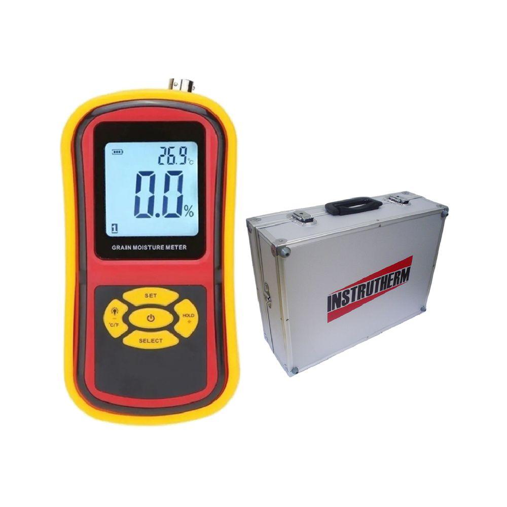 Kit Medidor Umidade Digital Grãos Cereais Alarme Luz Fundo Hold Mug-650 Portátil Instrutherm Maleta Alumínio Ma-800