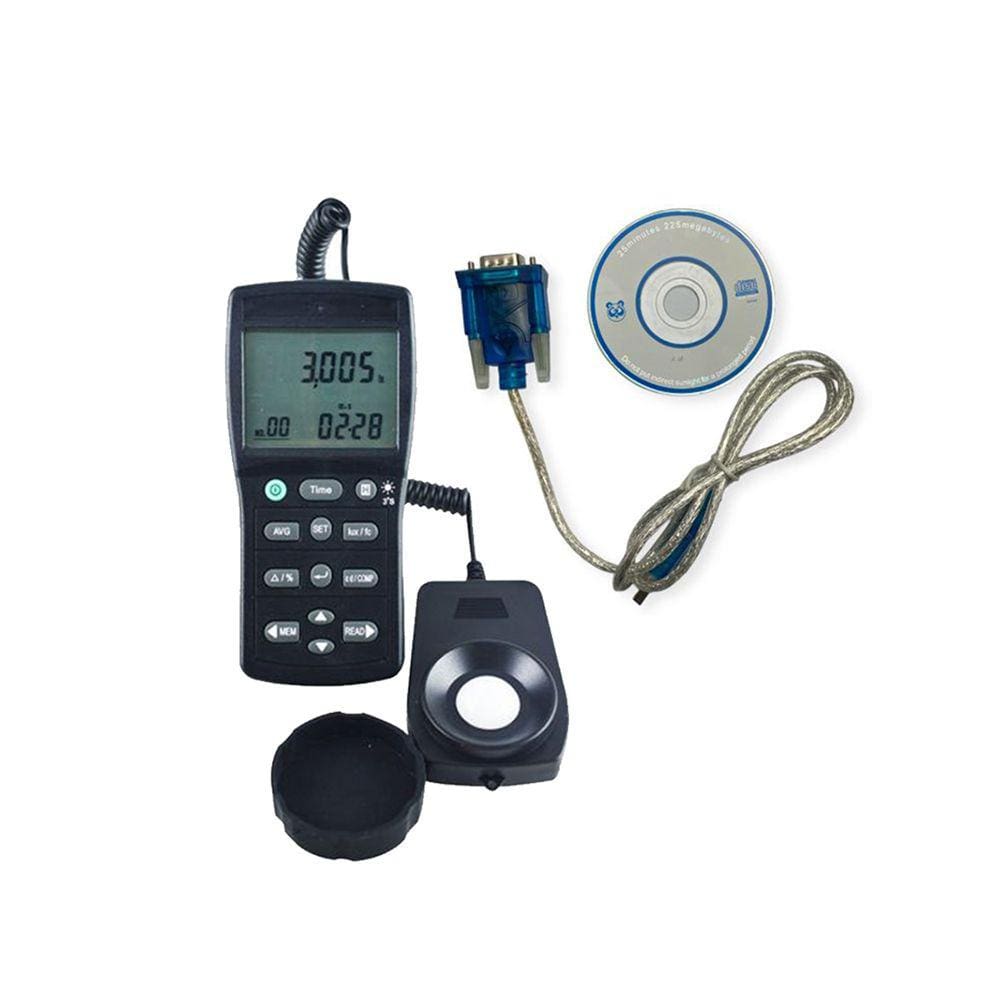 Kit Luxímetro Digital Escala 0 A 999.900 Lux Datalogger Ldr-225 Portátil Estojo Cabo Extensor Software Crs-80 Windows