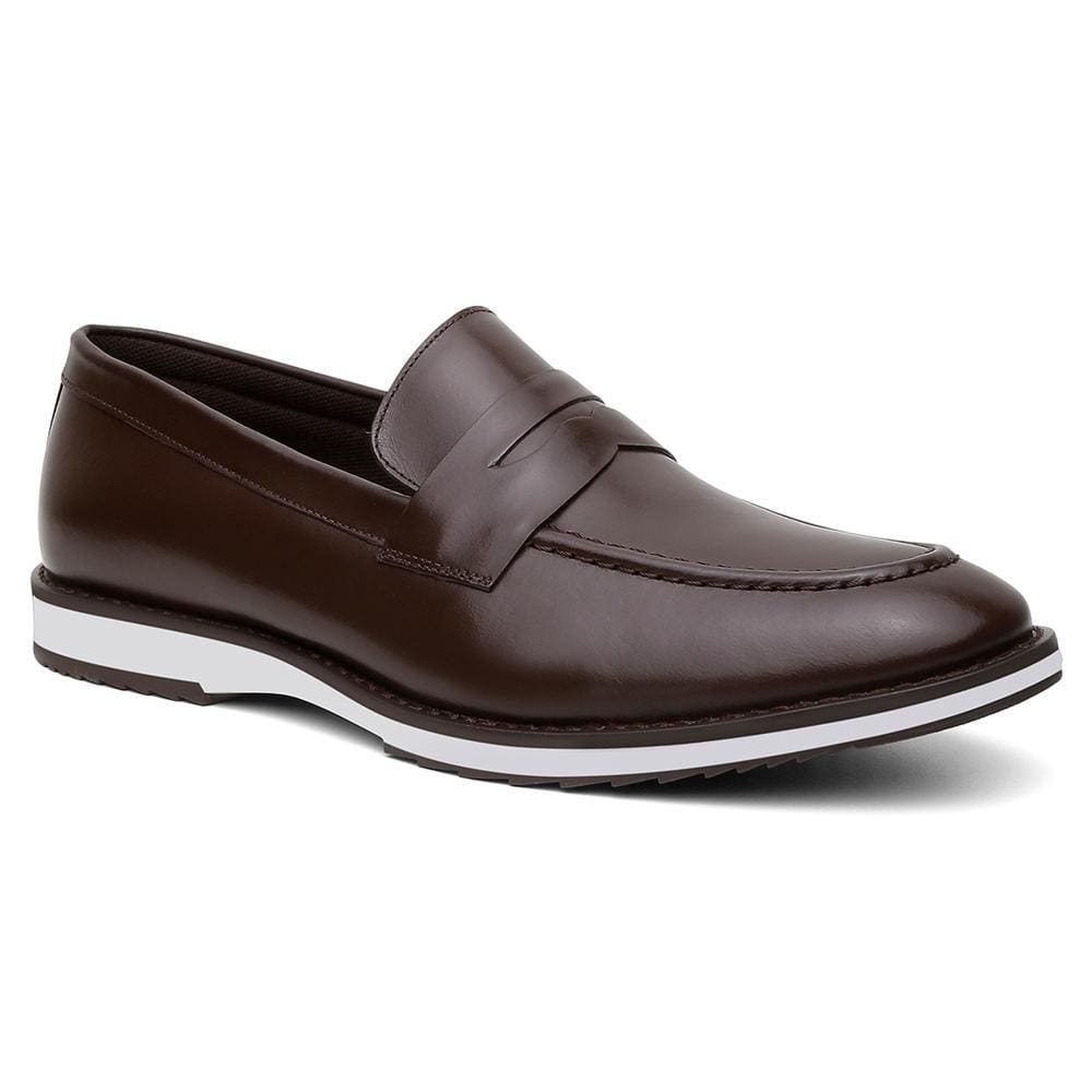 Mocassim Masculino Couro Bico Redondo Calce Fácil Casual