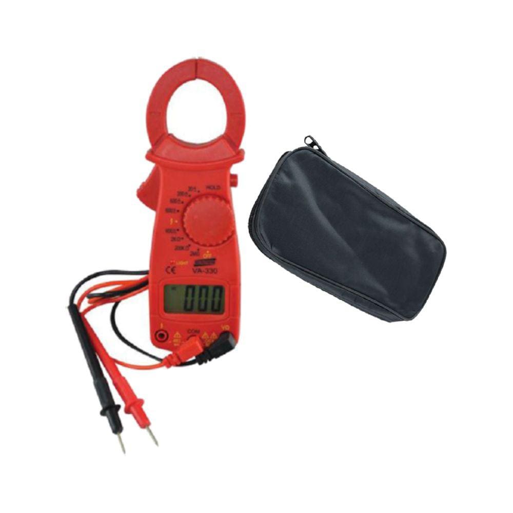 Kit Alicate Volt Amperímetro Digital Corrente Tensão Ac Dc Resistência Hold Va-330 Portátil Estojo Vinil Transporte