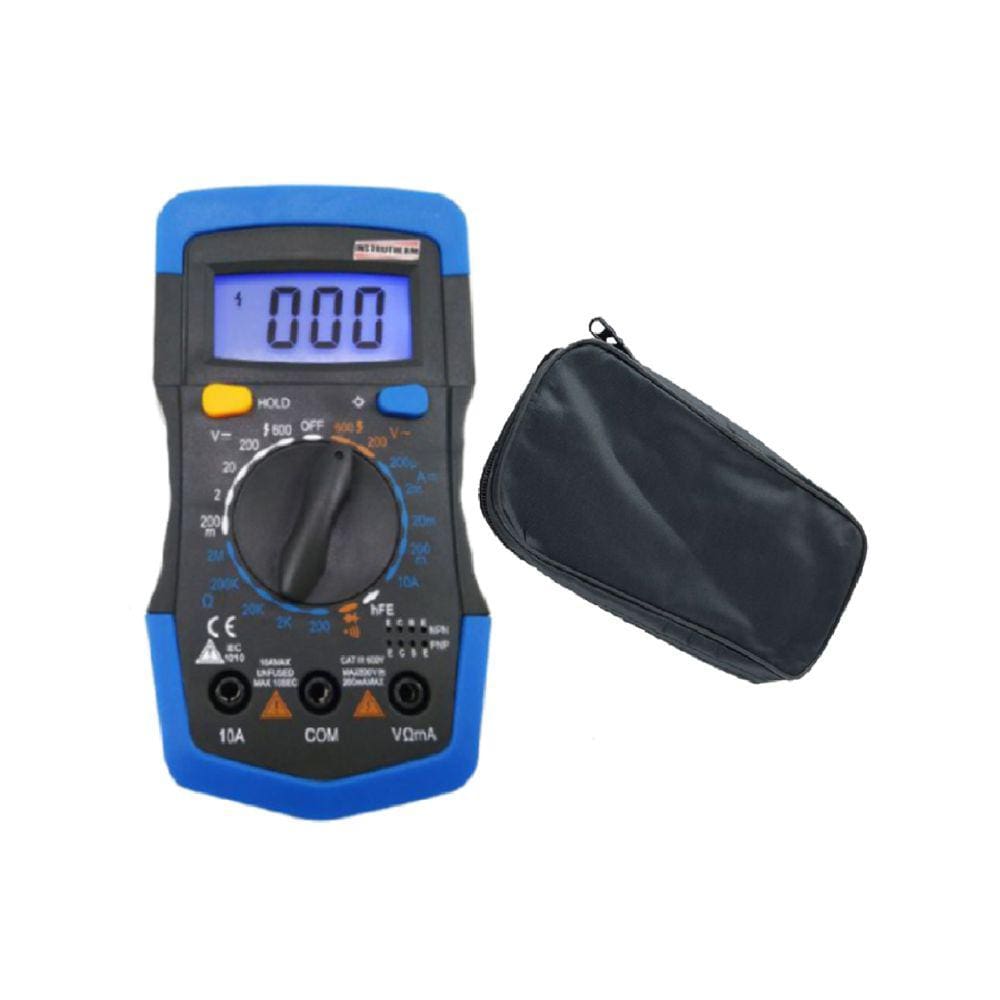 Kit Multímetro Digital Tensão Resistência Corrente Continuidade Diodo Npn Md-740 Portátil Instrutherm Estojo Es-01