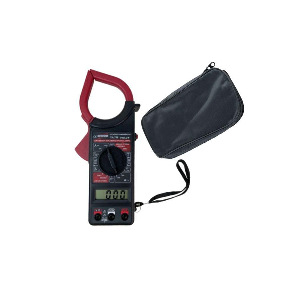Kit Alicate Volt Amperímetro Digital Corrente Resistência Tensão Continuidade Va-750 Portátil Estojo Transporte Es-01