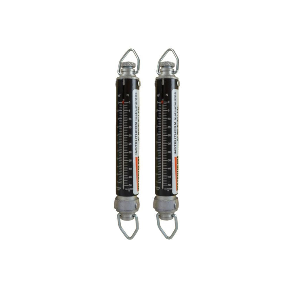 Kit 2 Dinamômetro Analógico Faixa 0 A 5Kgf Tubular Graduação 100Gf Alumínio 1 Divisão Linear At-5 Portátil Instrutherm