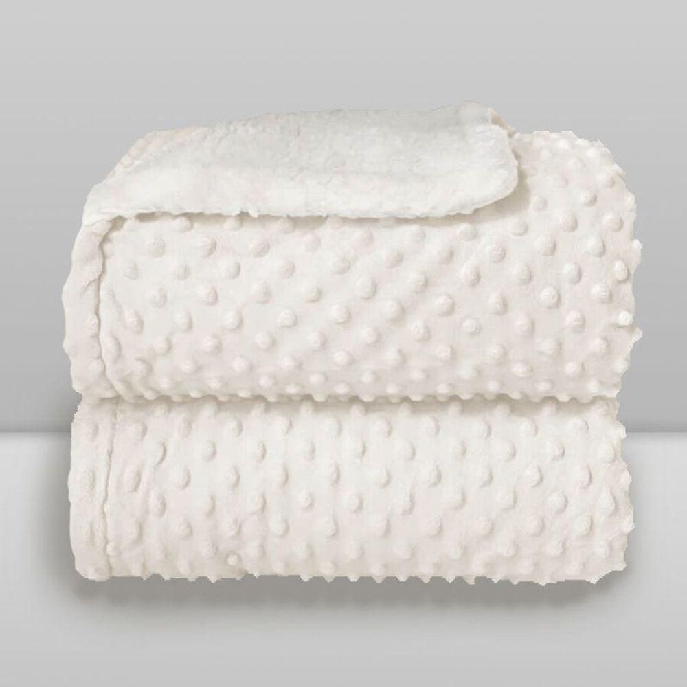 Cobertor Plush com Sherpa Dots Branco - Laço Bebê