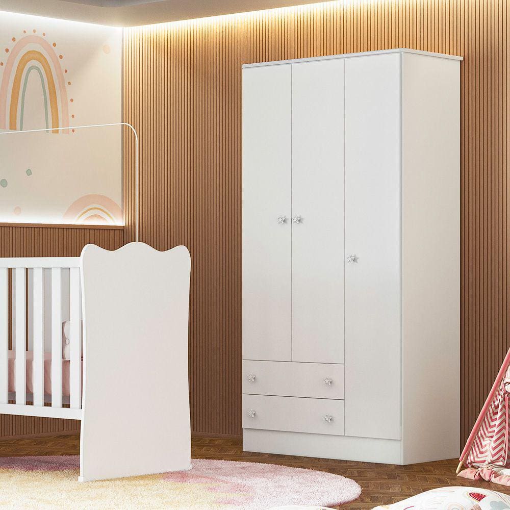 Guarda Roupa Roupeiro Infantil Doce Sonho 2617 Qmovi Branco