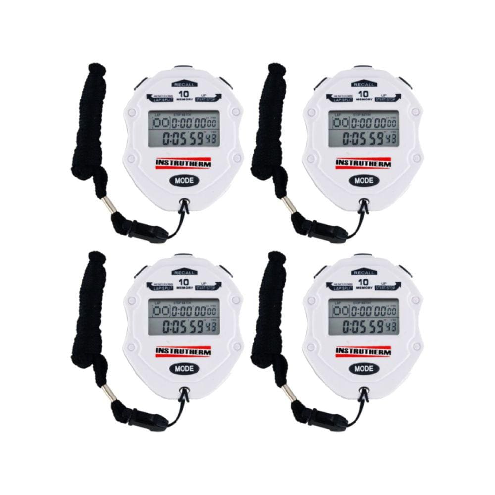 Kit 4 Cronômetro Digital 99 Lap Split 10 Memórias Relógio Calendário Alarme Contador Temporizador Cd-3000 Portátil