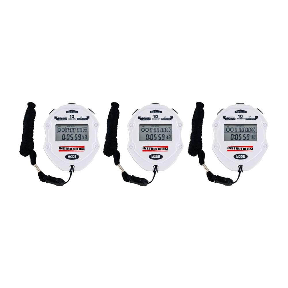 Kit 3 Cronômetro Digital 99 Lap Split 10 Memórias Relógio Calendário Alarme Contador Temporizador Cd-3000 Portátil