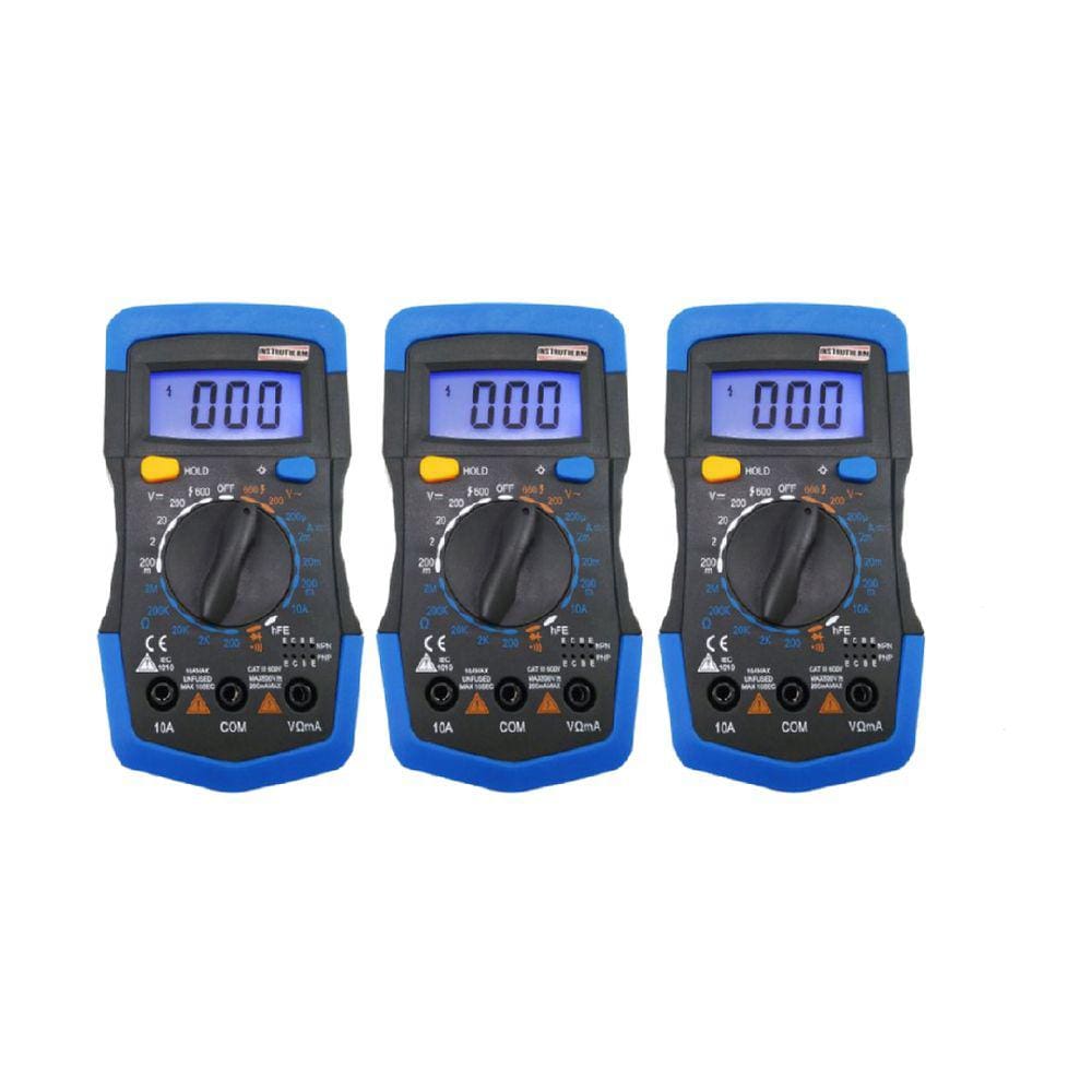 Kit 3 Multímetro Digital Tensão Resistência Corrente Continuidade Diodo Npn 1999 Contagens Md-740 Portátil Instrutherm