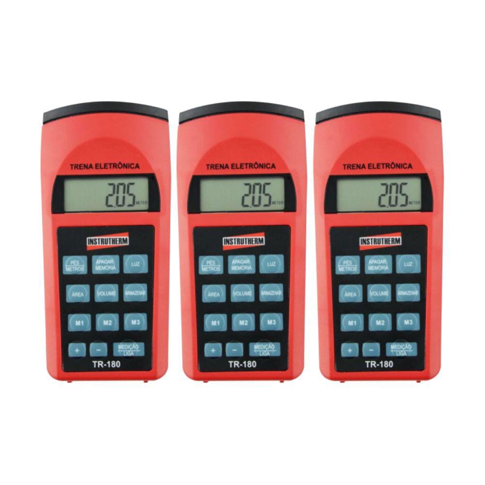 Kit 3 Trena Ultrassônica Digital Mira Laser Escala 0,91 A 15,00M Área Volume Tr-180 Portátil Instrutherm