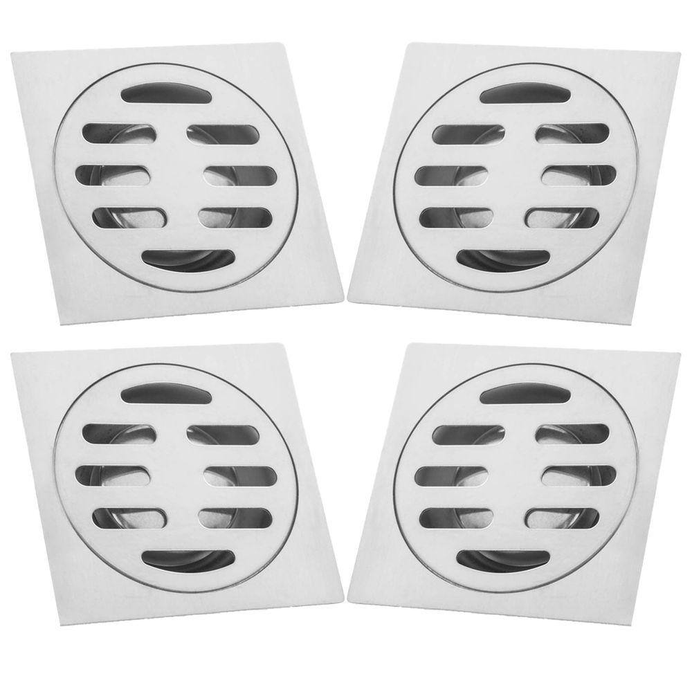 Ralo 10x10 Aço Inox Kit 4 Unidades Banheiro Lavabo Anti Inseto Anti Odor Seguro Resistente Higienico