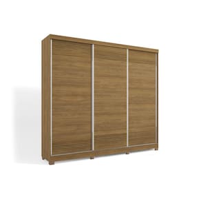 Guarda-Roupa Casal 100% MDF Kappesberg c/Pés 3 Portas de Correr 6 Gavetas Nogueira