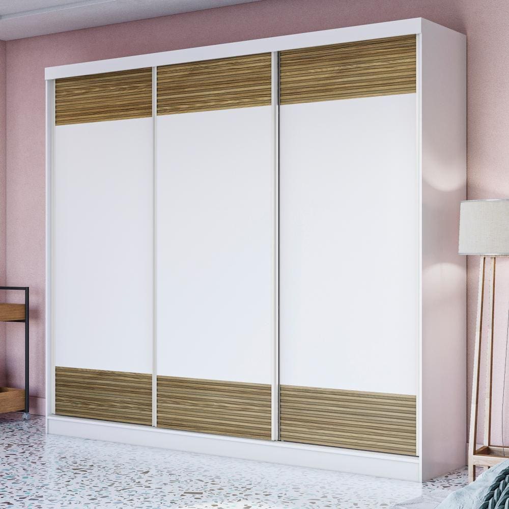 Guarda-Roupa Casal 100% MDF Kappesberg 3 Prt 6 Gav Branco/Nogueira