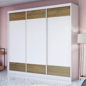 Guarda-Roupa Casal 100% MDF Kappesberg 3 Prt 6 Gav Branco/Nogueira