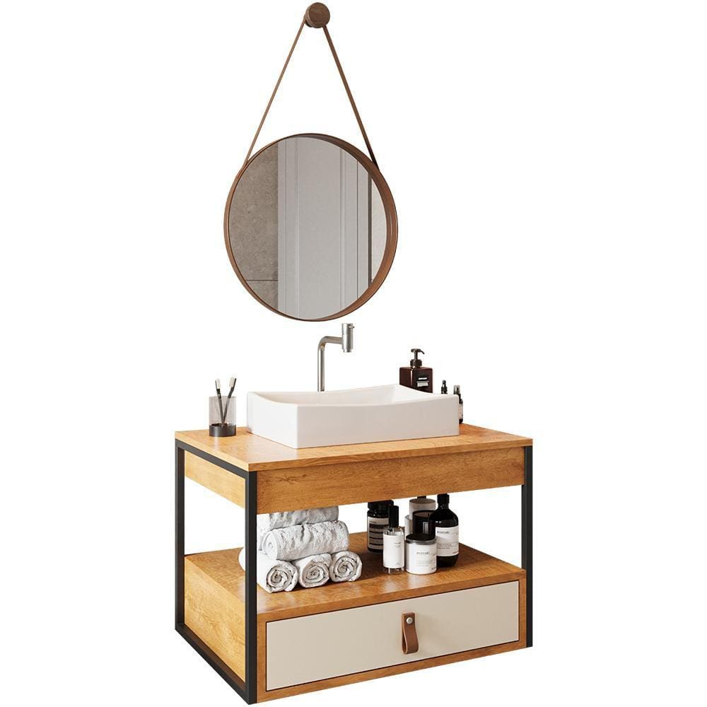 Gabinete de Banheiro Harley com Espelho e Cuba Dalla Branca