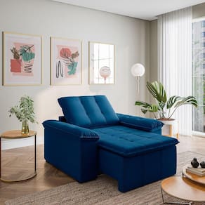 Poltrona Retrátil Palmeira Cabecasa Madeiramadeira Azul