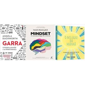 Kit 3 Livros Garra + Mindset + O Milagre Da Manha